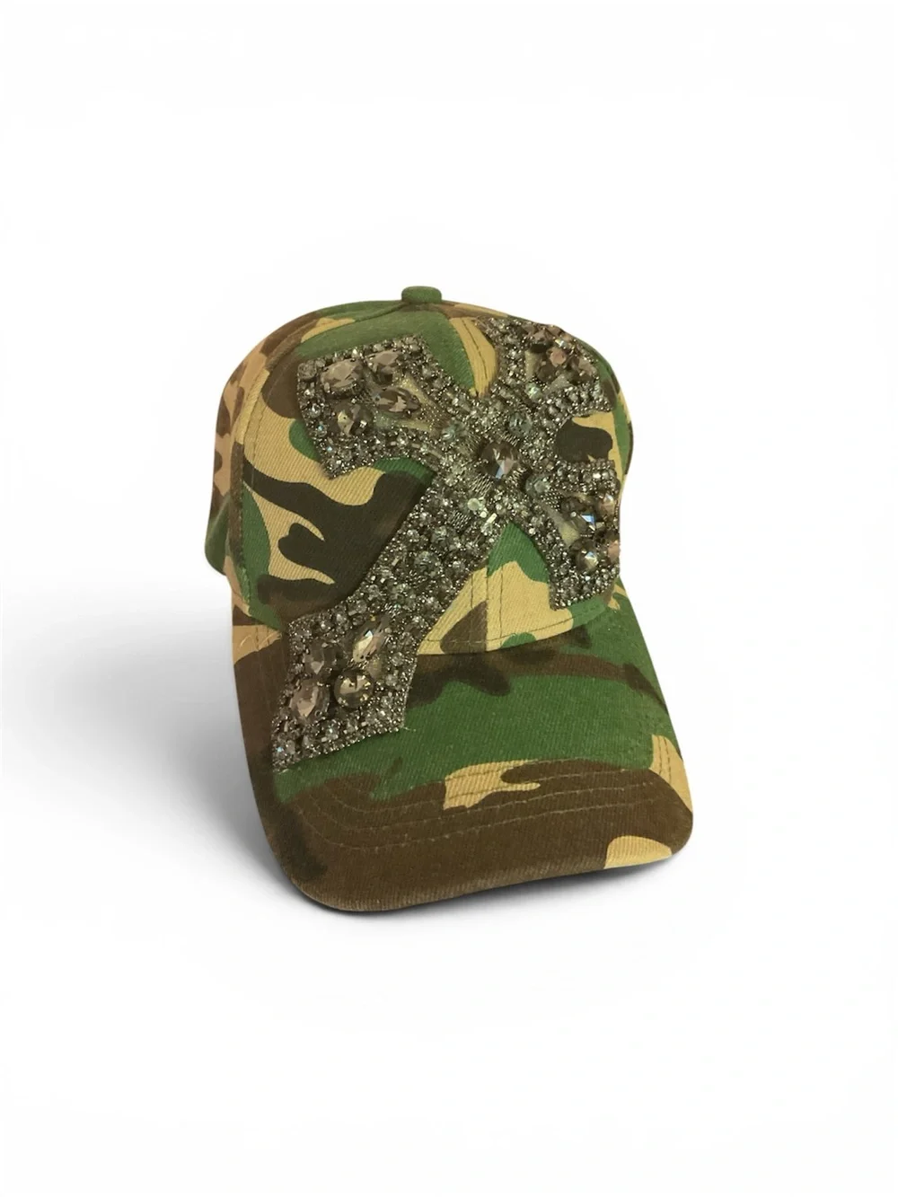 Embellished Camo Baseball Cap - Green